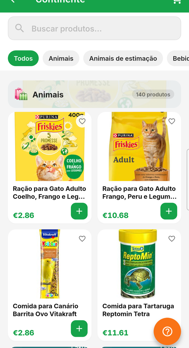 Lista de produtos de mercado dentro do Bora App